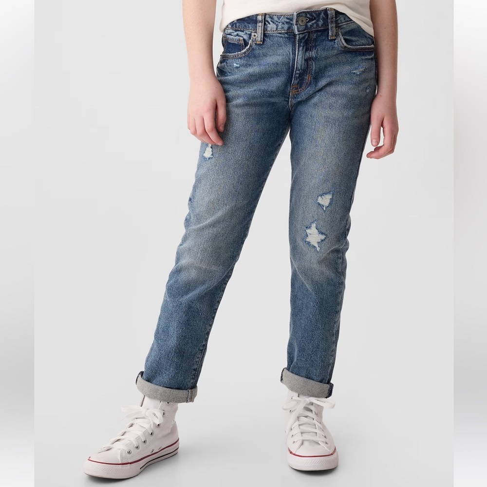 Gap Kids Medium Wash Girlfriend Distresses Jeans